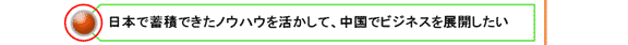 日本で蓄積できたノウハウを活かして、中国でビジネスを展開したい